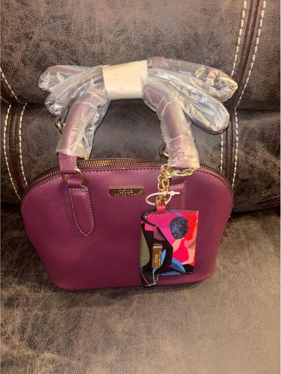 Other - Trina Turk Bordeaux Satchel Purse Charm Keychain NWT Gold Hardware